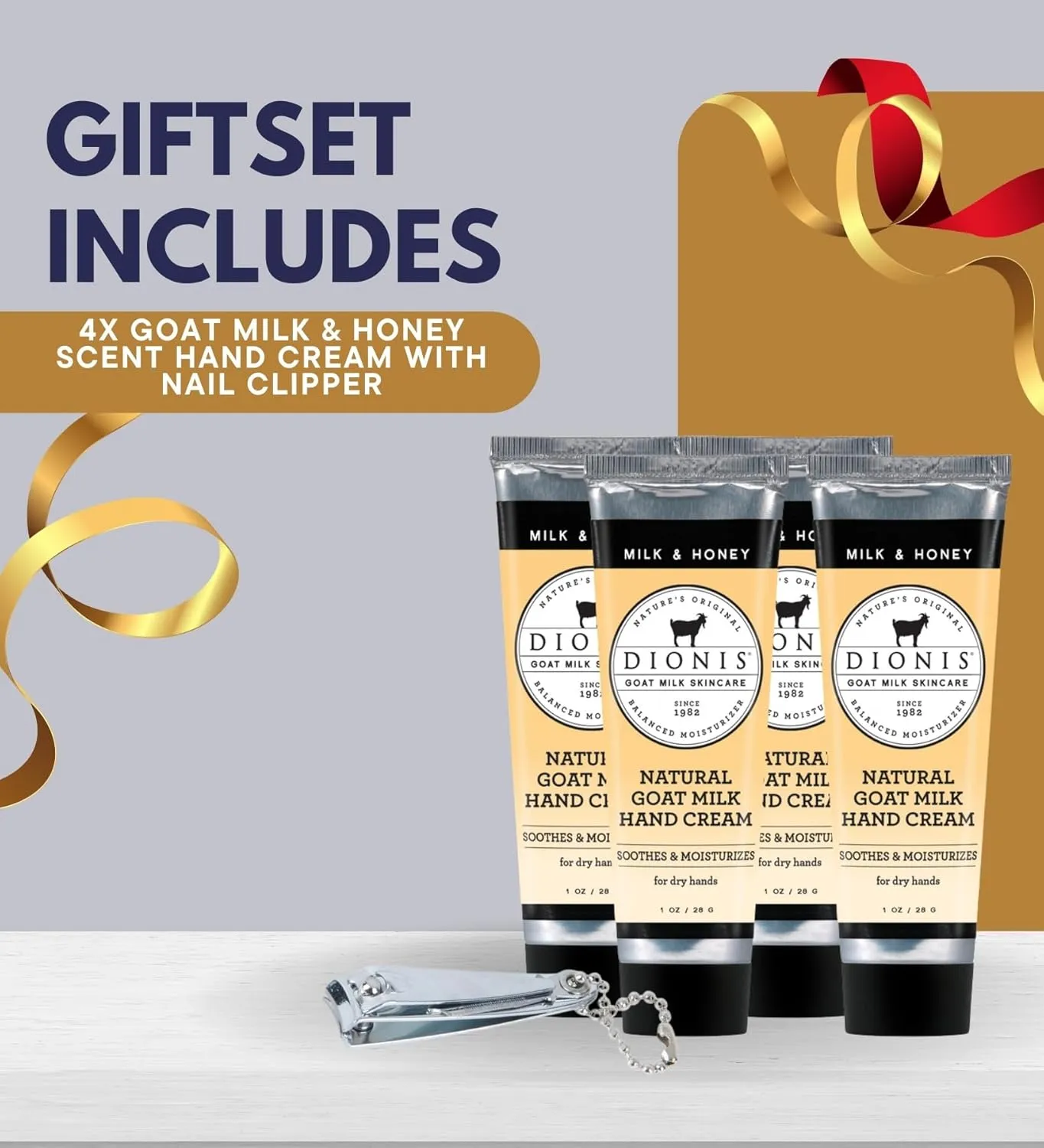 GROVE Goat Milk Milk & Honey Scent Hand Cream 1 oz Bundle with Nail Clipper - Nourishing Goat Milk Hand Cream for Hydrated Skin - Revitalizing Goat Milk Cream for Soft Skin - (5 Items)