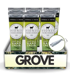 GROVE Goat Milk Verbena and Cream Scent Hand Cream 1 oz Bundle with Nail Clipper - Nourishing Goat Milk Hand Cream for Hydrated Skin - Revitalizing Goat Milk Cream for Soft Skin - (7 Items)