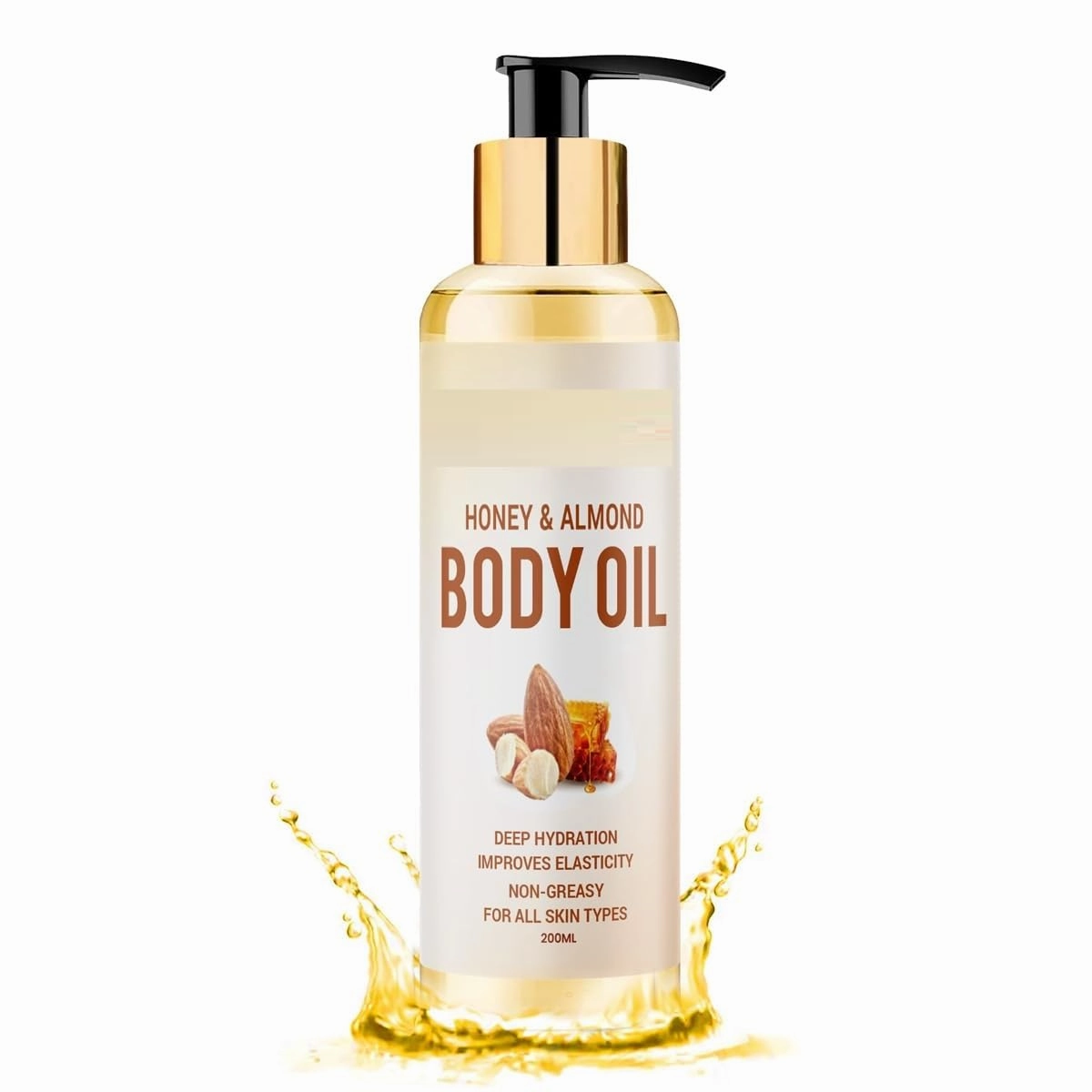 GT Body Oil for Women 200ml Honey & Almond. Hydrating & Nourishing, for Daily Use After Shower, Bath Oil, Massage Oil. Glowing Skin Formula. Non-Greasy, 100% Natural