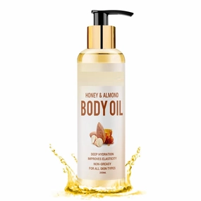 GT Body Oil for Women 200ml Honey & Almond. Hydrating & Nourishing, for Daily Use After Shower, Bath Oil, Massage Oil. Glowing Skin Formula. Non-Greasy, 100% Natural