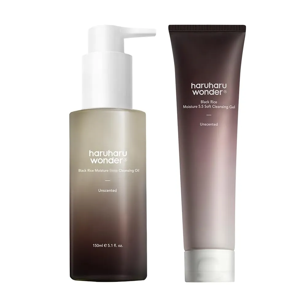 HARUHARU wonder Black Rice Moisture Cleansing Oil & 5.5 Soft Cleansing Gel Bundle