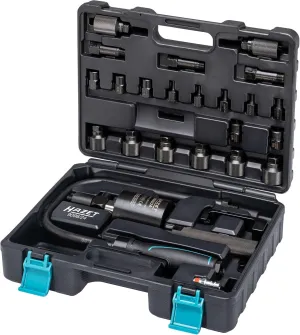 Hazet 9098/24 Pneumatic Injector Impact Extractor, 24 Pieces, Gentle Removal of Diesel Injectors, Prevents Cylinder Head Damage, Includes 21 Adapters for Various Brands