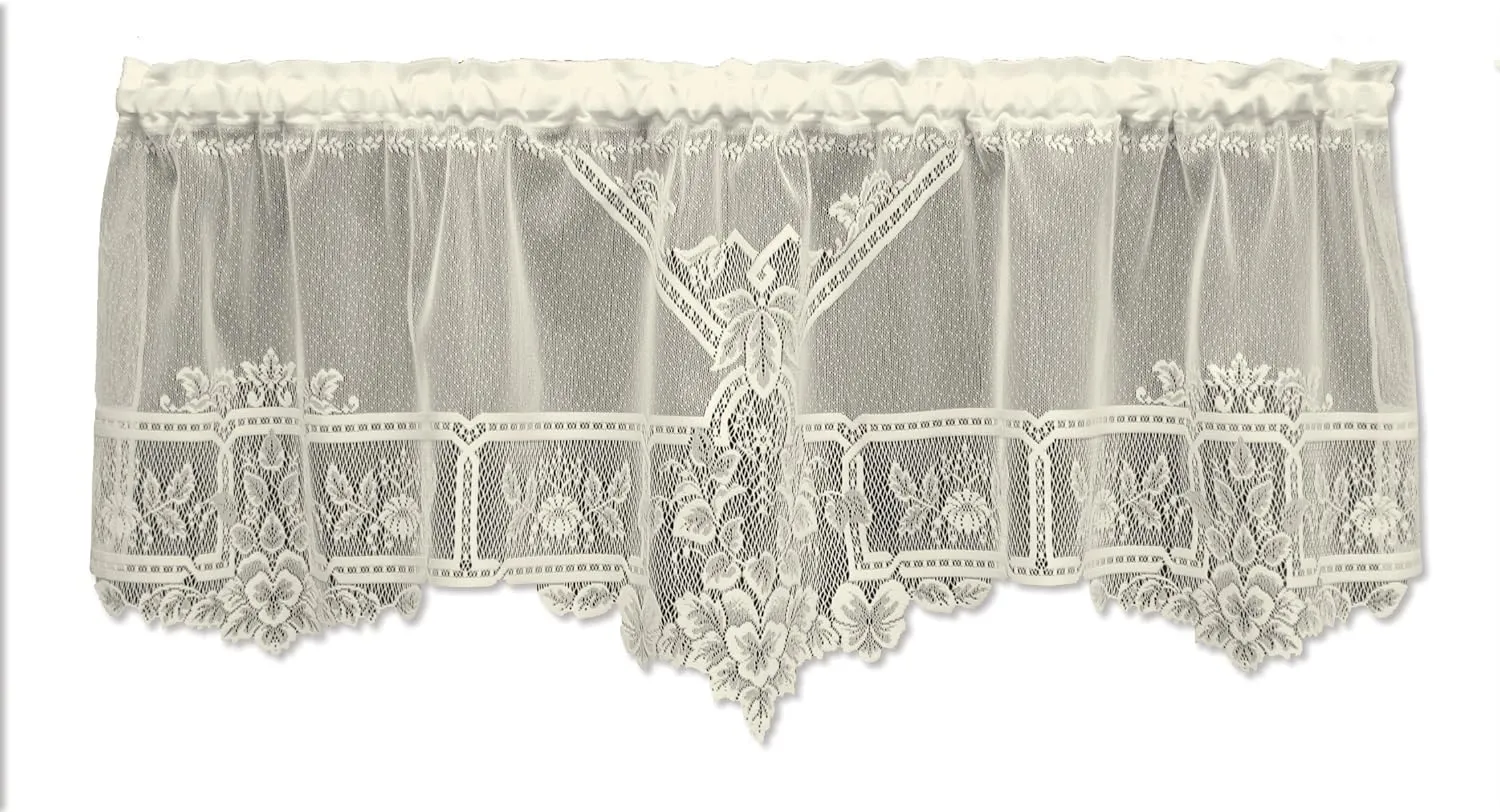 Heritage Lace Heirloom 60-Inch Wide by 22-Inch Drop Sheer Valance, Ecru