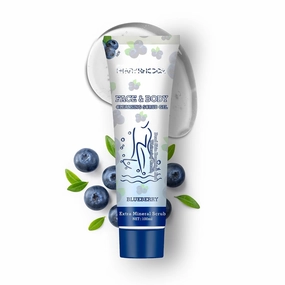 Hil;ary Rho;da Face & Body Cleansing Scrub Gel | Dead Skin Removing Cleansing Scrub Gel | Gently Exfoliates Skin Cells | Removes Dirt & Oil | 100ml (Blueberry -Shade 01)