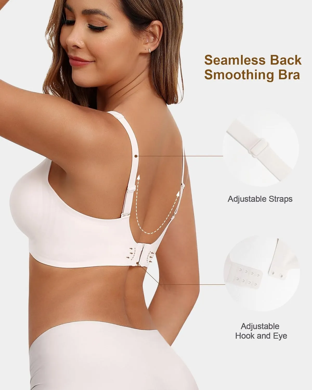 HORISUN Wireless Seamless Bras for Women Deep V Neck Comfortable Push Up Bra No Underwire