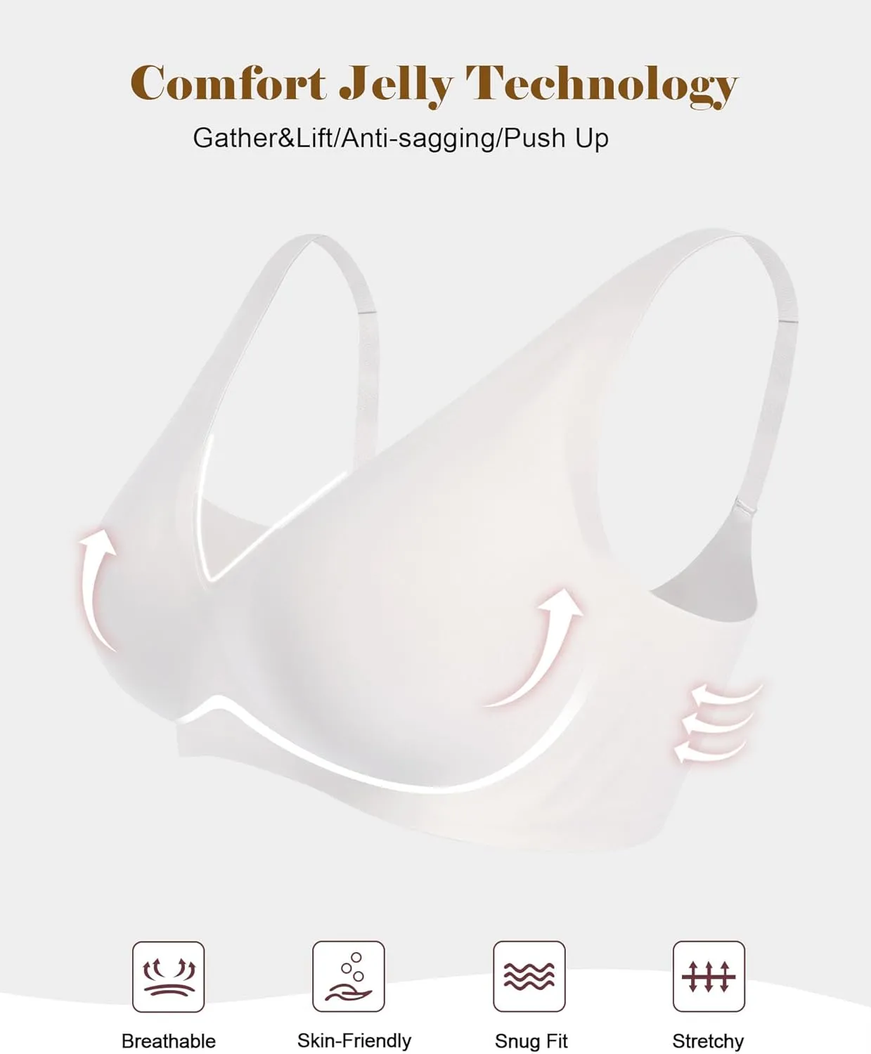 HORISUN Wireless Seamless Bras for Women Deep V Neck Comfortable Push Up Bra No Underwire