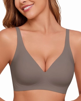 HORISUN Wireless Seamless Bras for Women Deep V Neck Comfortable Push Up Bra No Underwire