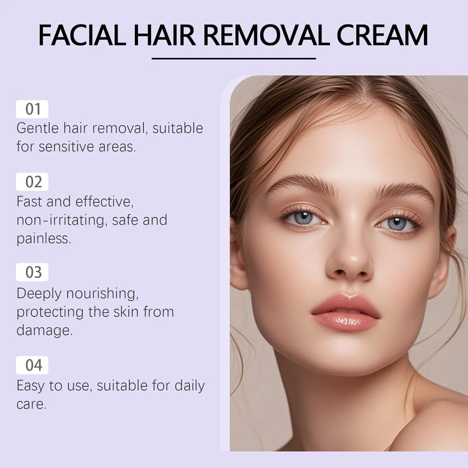 Hydrateology Facial Hair Removal Cream, Gentle and Painless Facial Hair Removal Cream, Hydrateology Face & Body Depilatories with Gentle Formula for Sensitive Areas, Smoother, Hair-Free Skin (3)