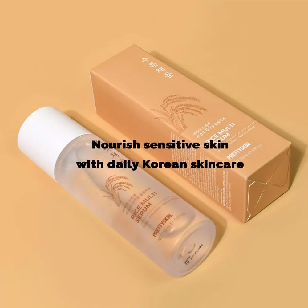 Hydrating Rice Facial Serum with Rice Bran Water & Niacinamide – 4-in-1 Toner, Emulsion, Serum & Cream | Nourishing Daily Korean Skincare for Sensitive and Dry Skin 5.07 fl oz (Rice)