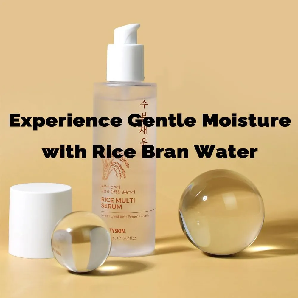 Hydrating Rice Facial Serum with Rice Bran Water & Niacinamide – 4-in-1 Toner, Emulsion, Serum & Cream | Nourishing Daily Korean Skincare for Sensitive and Dry Skin 5.07 fl oz (Rice)