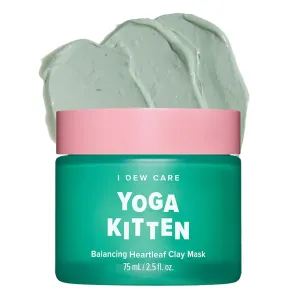 I DEW CARE Heartleaf Clay Mask - Yoga Kitten | Wash-off, For Blemish-prone with Kaolin, Heartleaf, Tea Tree Extract, Home Spa, Korean Skincare, Glass Skin Look, Soothing, 2.5 FL Oz