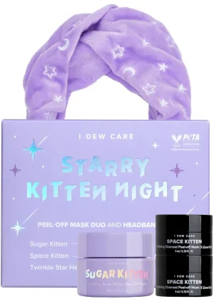 I DEW CARE Peel-off Face Mask Set - Starry Kitten Night | Masks 3ea & Headband, Hydrating, Illuminating, Exfoliating, Korean Skin Care, Exfoliating, Deep Cleansing