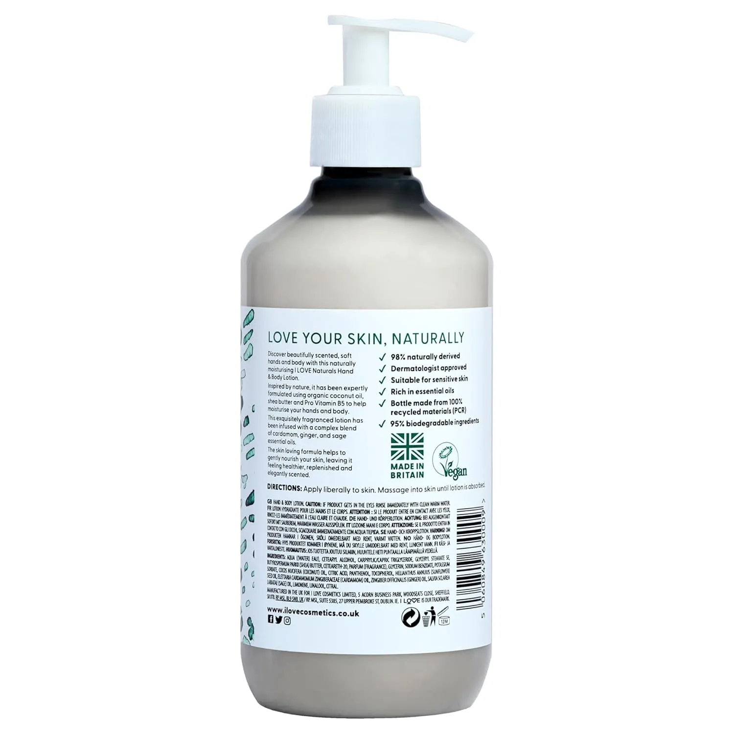 I Love Naturals Lime, Ginger and Cardamom Hand and Body Lotion - Moisturizing Lotion for Dry Skin - Coconut Oil and Shea Butter Lotion - 16.9 oz