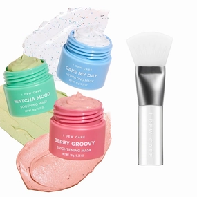 I DEW CARE Mini Scoops Wash Off Face Mask Skin Care Trio   Soft Silicone Face Mask Brush Bundle