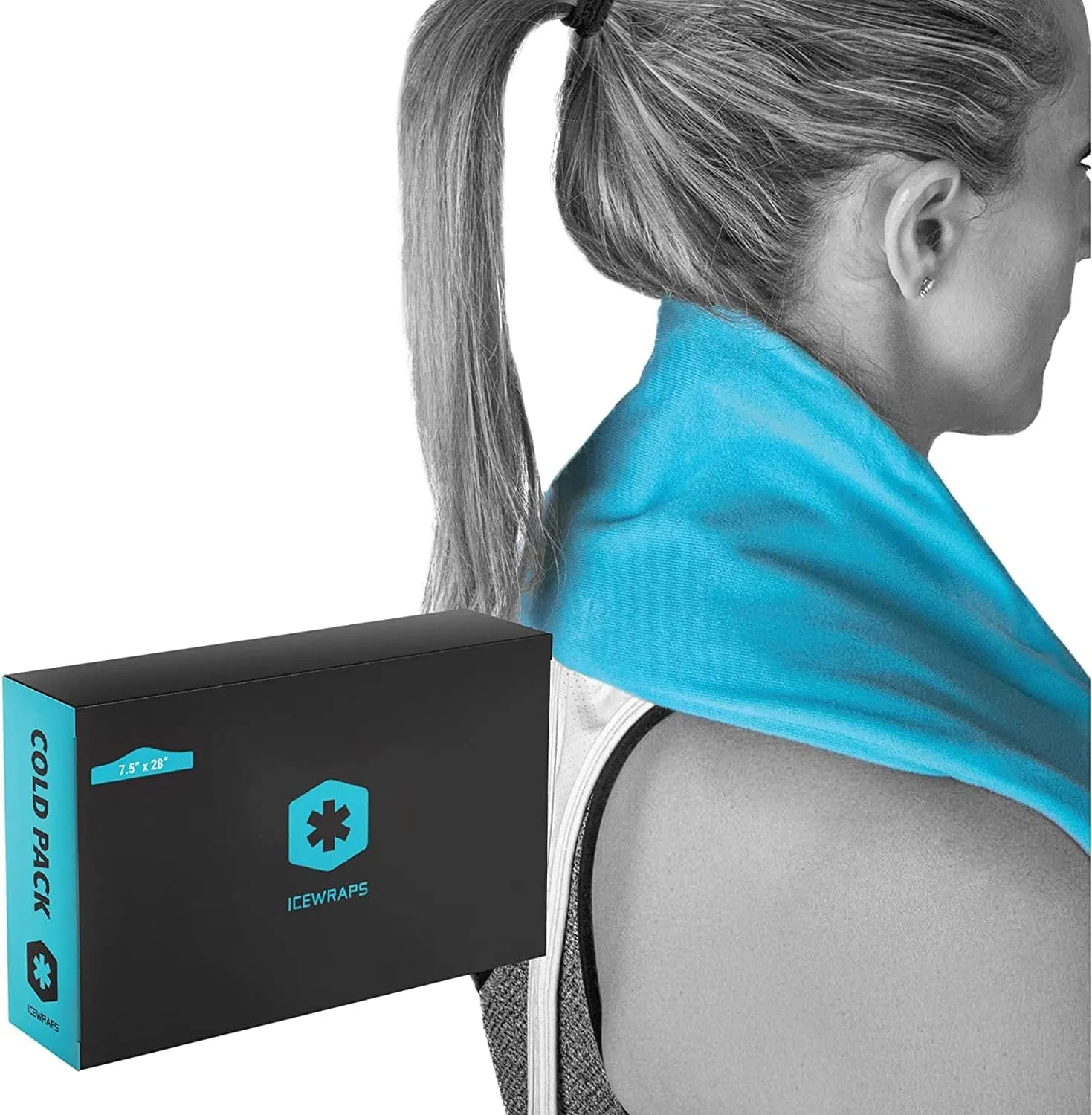 ICEWRAPS 7"x28" Clay Ice Pack | Long Ice Cooling Pack | Soft Fabric Covered Neck Pack