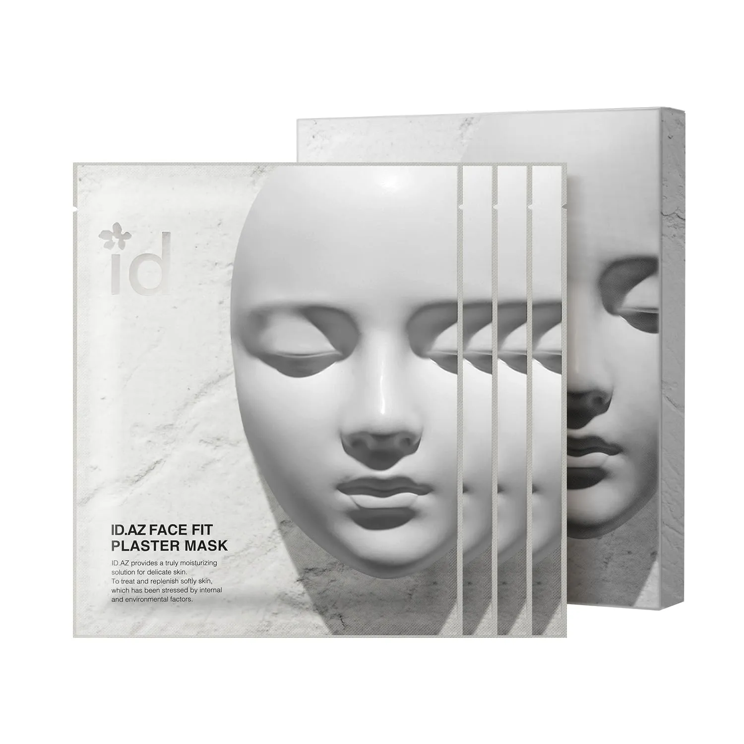 id.az Face Fit Plaster Mask(4ea) | Kaolin Clay Mask on Sheet for Pore Tightening & Cleansing | Deep Hydration for Even Skin Tone & Calming Sensitive Skin | Mess-Free Application | Korean Skin Care