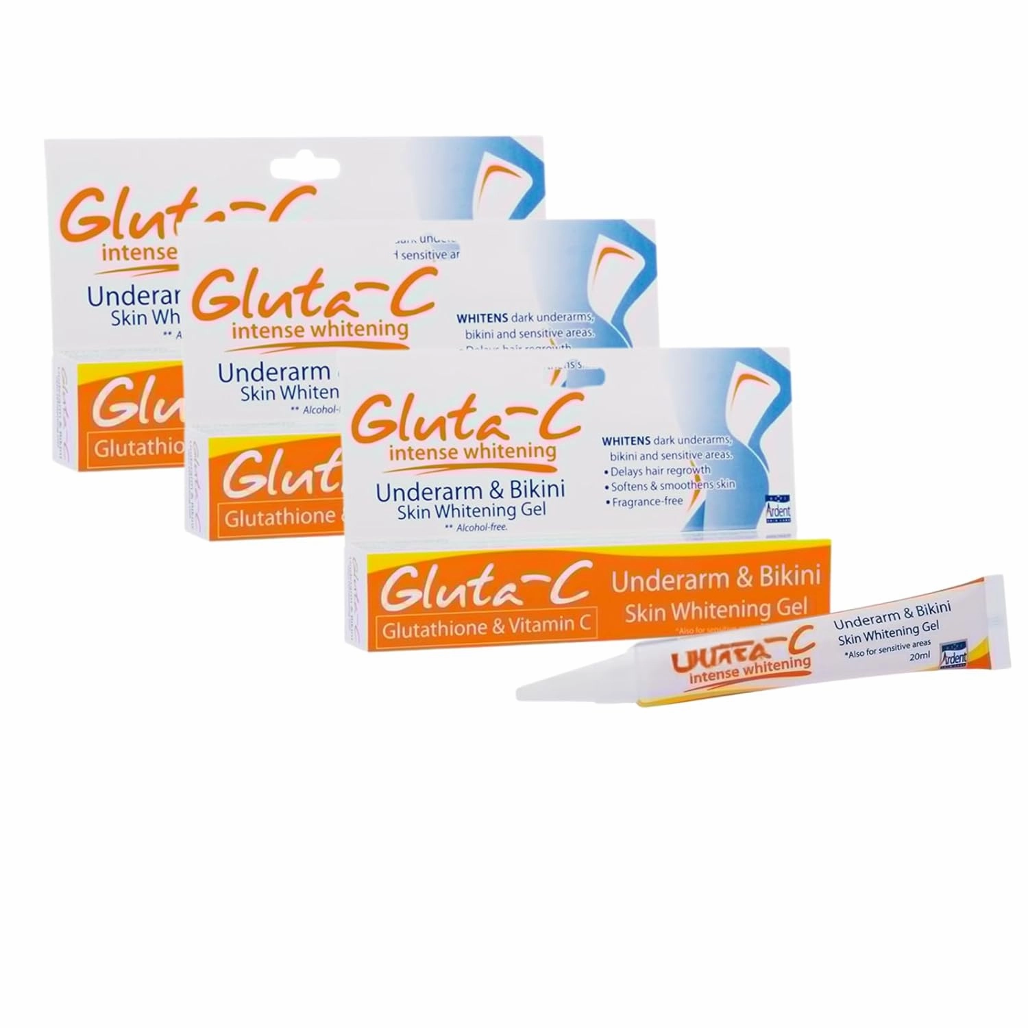Intense Glow Underarm & Bikini Gel – Hydrating Gel for Smooth, Soft & Even-Looking Skin in Delicate Areas – Alcohol-Free Formula for Underarms, Inner Thighs, Elbows & Knees – 30ml x 3 Pack