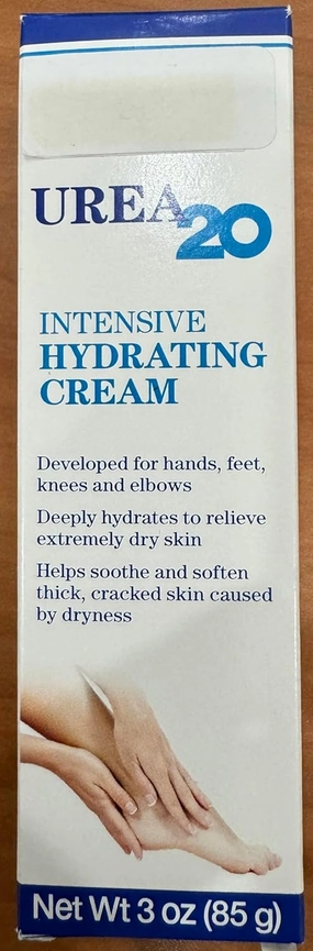 Intensive Hydrating Cream Urea 20 Soothing Relief for Extremely Dry Skin Moisturizers to Help Relieve Thick Rough Cracked skin. For Hands Feet Knees Elbows