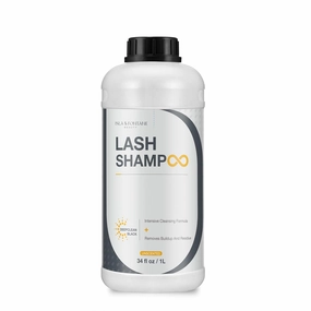 Isla & Fontane Lash Shampoo – DeepClean Black 34 fl oz | Charcoal Lash Cleanser for Extensions | Deep Purifying Lash Bath Foam | Tea Tree & Witch Hazel Formula | Lash Shampoo Bulk for Salon & Home Use