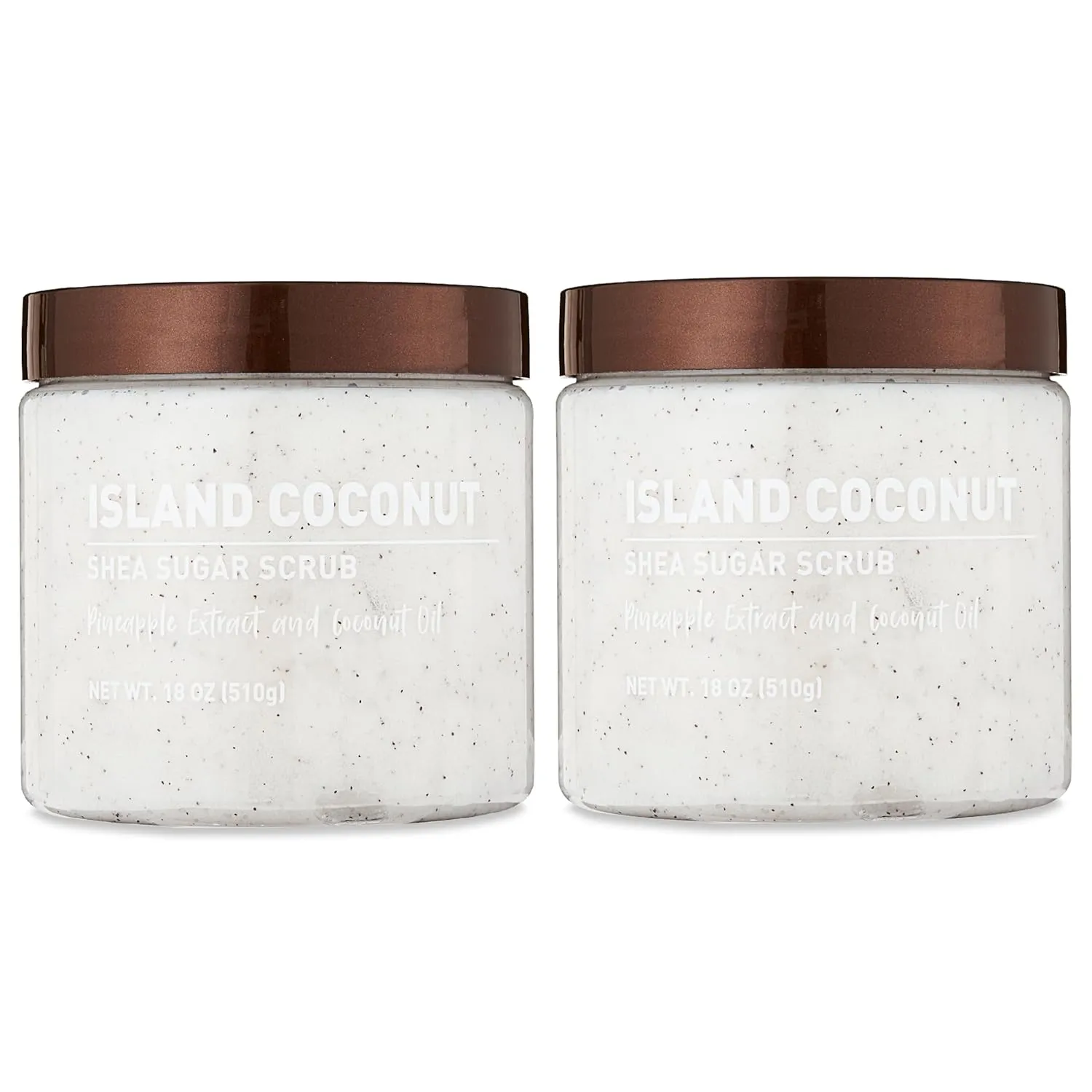 Island Coconut Sugar Scrub – Exfoliating Body Scrub for Women, Moisturizing Shea Butter, Natural Sugar Exfoliant, Hand and Foot Scrub, Paraben-Free, All Skin Types, 18 oz (Pack of 2)