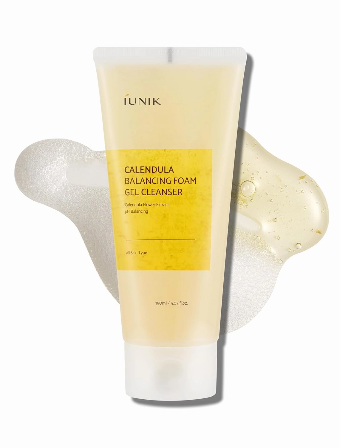 IUNIK Calendula Balancing Foam Gel Cleanser, Low pH, All Skin Types, 5.07 Fl Oz