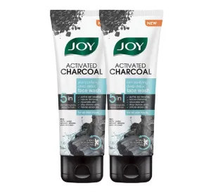 J'oy Charcoal Face Wash for Oil Control & Dirt Removal (2x100ml) | Fights Pollution, Blackheads, Acne & Pimples | Activated Charcoal Face Wash For Oily Skin