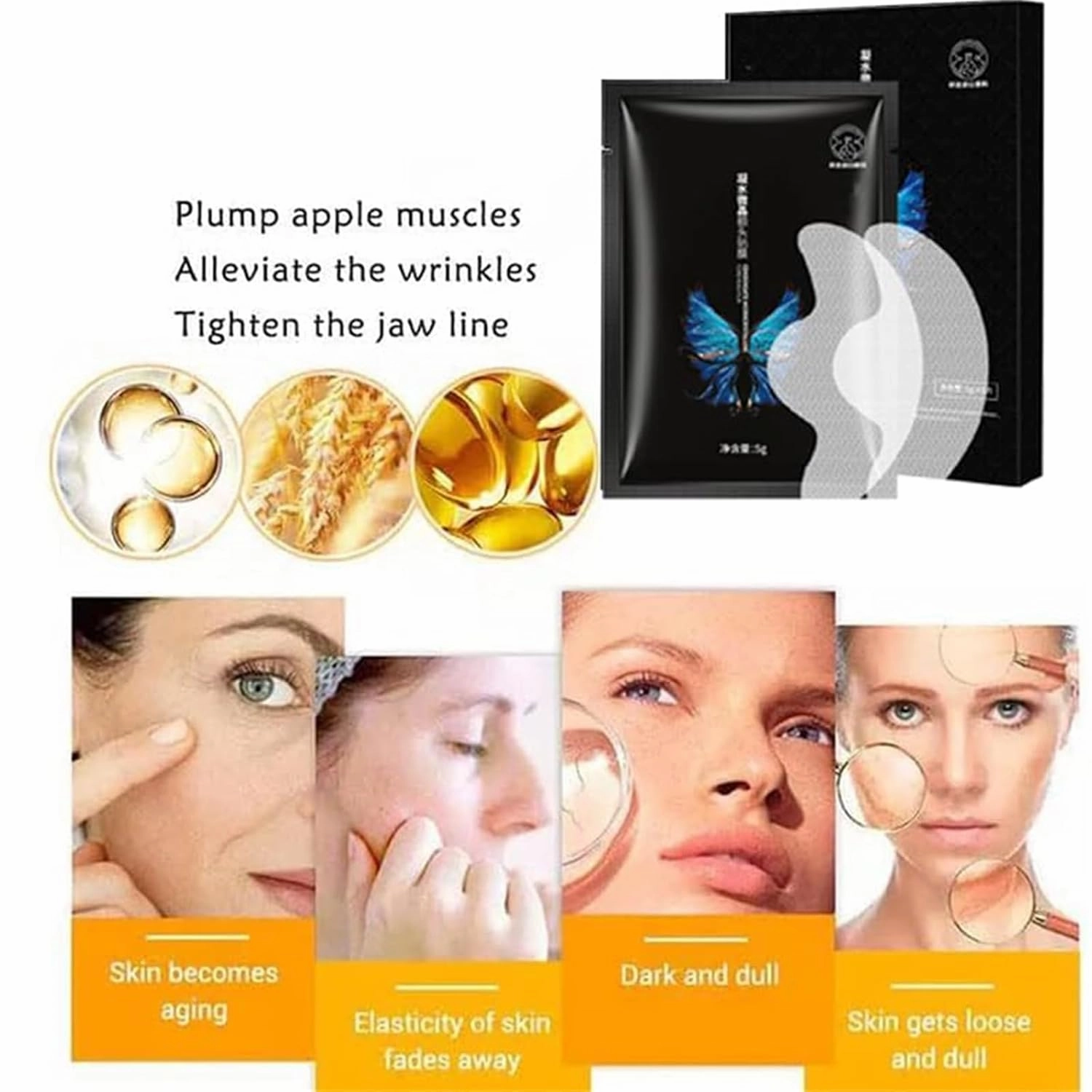 Joylandgo, Eyes & Lips,Deep Hydrating Extract Facial Mask Reusable Silicone Nasolabial Fold Care Pads