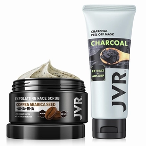 JVR Blackhead Remover Mask  Face Scrub for Men 2 IN 1 Charcoal Peel Off Black Mask, Facial Mask Purifying and Deep Cleansing for All Skin Types