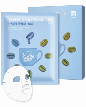 KabeElla Water Drop Mask, Moisturizing Facial Mask with Green Coffee Bean Seed, Hyaluronic Acid, and Ceramide, Skin Smooth & Dewy, Eco-Friendly Cellulose Sheet Masks, 5 Sheets