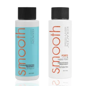 KERAGEN Brazilian Keratin Smoothing Treatment & Clarifying Shampoo Bundle, 2 Oz Each - Formaldehyde-Free, Sulfate-Free, Eliminates Frizz, Hydrates & Repairs