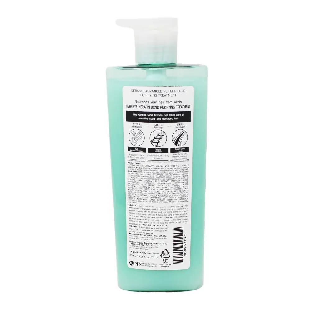 Kerasys Advanced Keratin Bond Purifying 20.2 fl oz / 600 ml (1-Pack, Treatment), Green