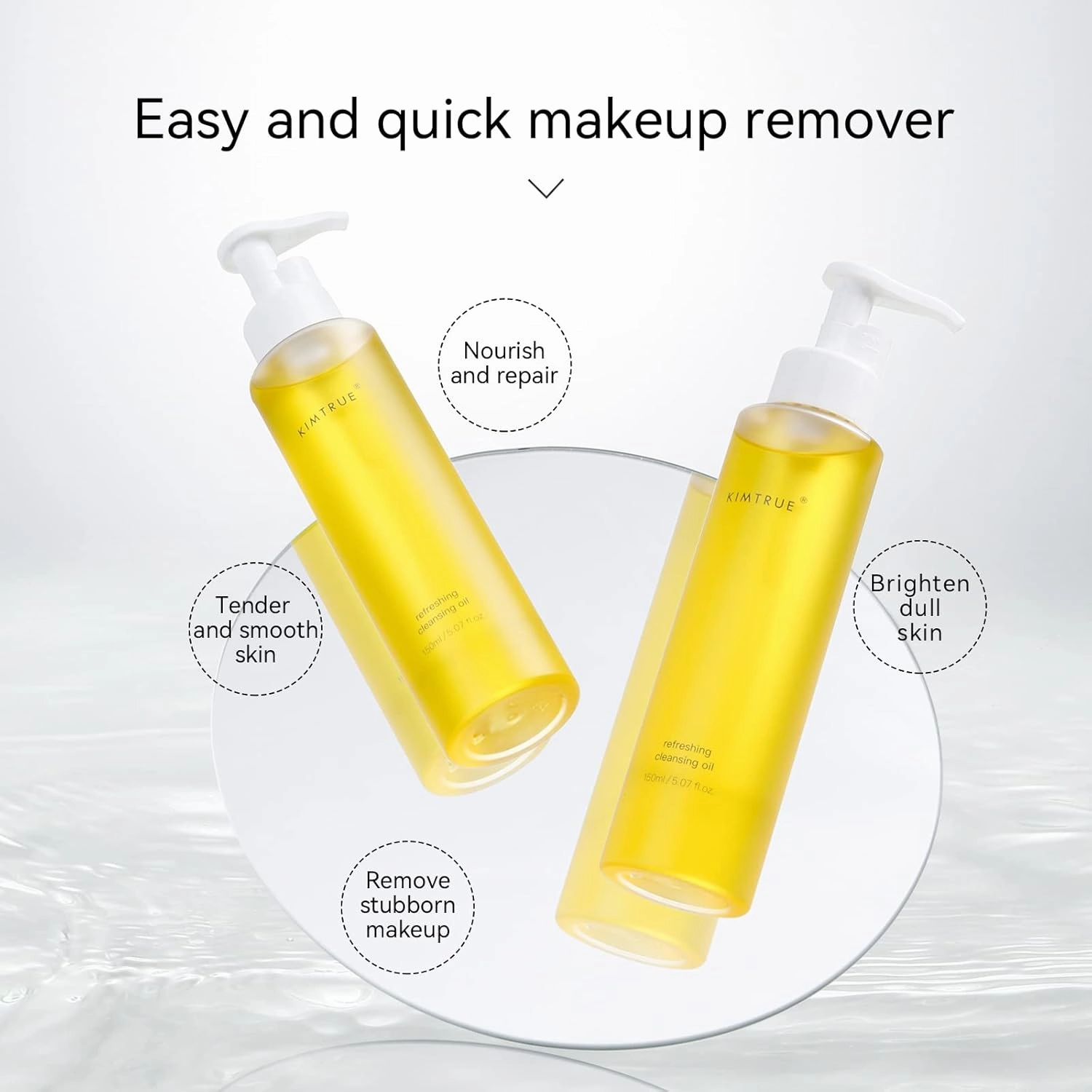 Kimtrue Cleansing Oil,Mekeup Remover, Oil-Based Facial Cleanser Gentle Makeup Removal,Deep Cleansing of Pores, Nourishing the skin,Refreshing Fragrance Free-5.07 Fl OZ