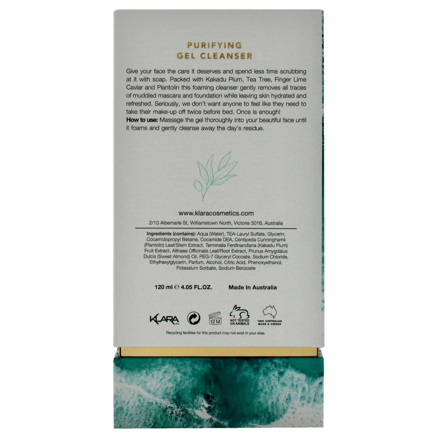 Klara Cosmetics Native Purifying Gel Cleanser - Refreshing Facial with Aloe Vera - Gentle Face Wash - Hydrating Face Cleanser - 4 oz