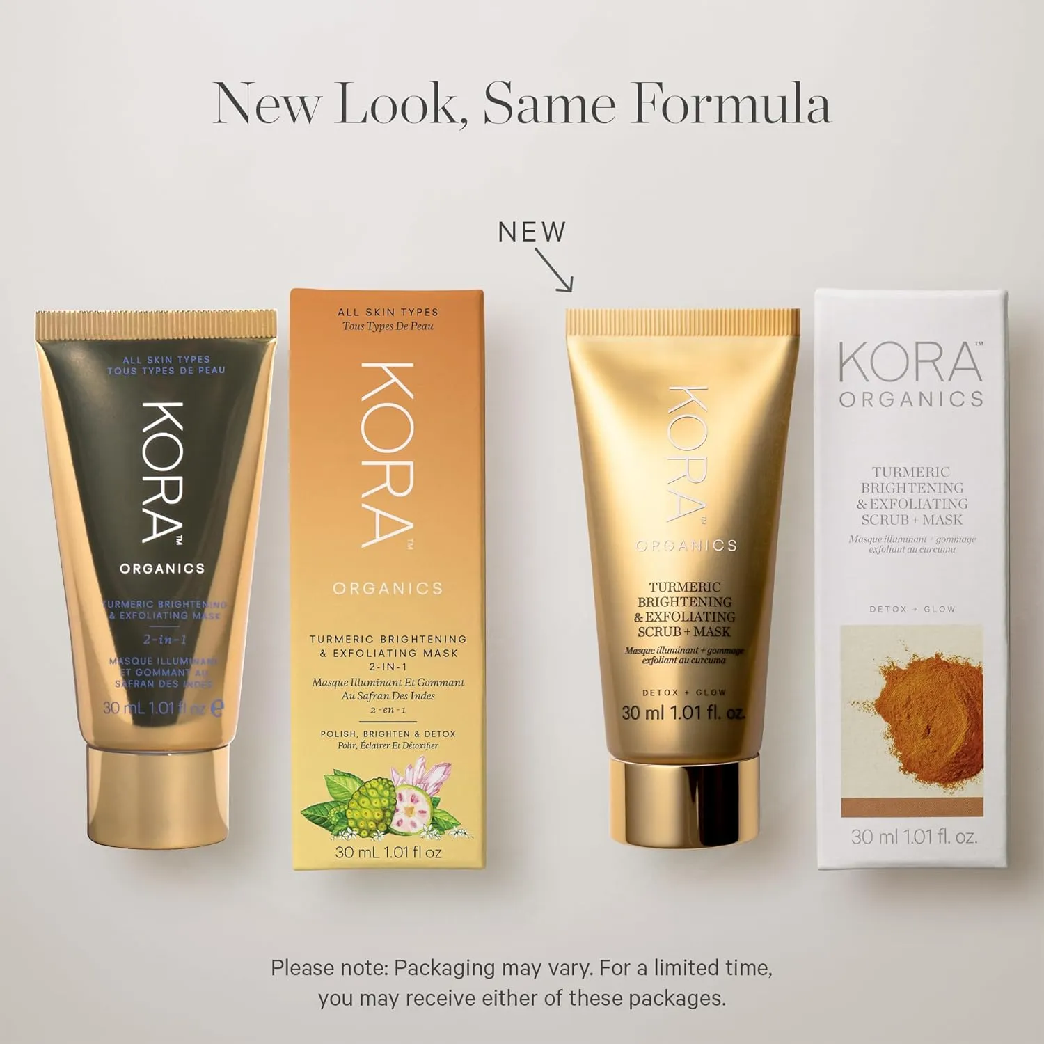 KORA Organics Turmeric Brightening & Exfoliating Mask, Multi-Use Facial Scrub, Polish & Illuminate, Certified Organic Exfoliating Face Mask, Cruelty Free, 1.01 fl oz