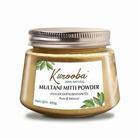 Ku_Rooba Multani Mitti Powder 100% Natural For Face and Hair, Soothing, Detox, Nourishing, Smoothening Face, Skin & Hair Fuller's Earth, Clay - 0.99 Pounds