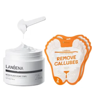 LANBENA Nose Pore Strips (1.03OZ) & Vitamin C Foot Peeling Mask (2 Pairs)