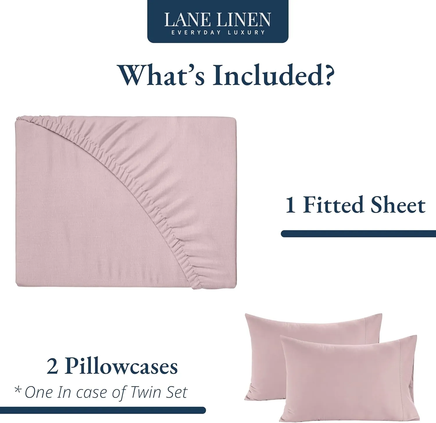 LANE LINEN 100% Organic Cotton Twin Fitted Sheets, 2-Piece Set (1 Fitted Sheet, 1 Pillowcase), Percale Weave, Cotton Sheet, Soft, Breathable, Fits Mattress Upto 15' Deep - Sepia Rose (No Flat Sheet)