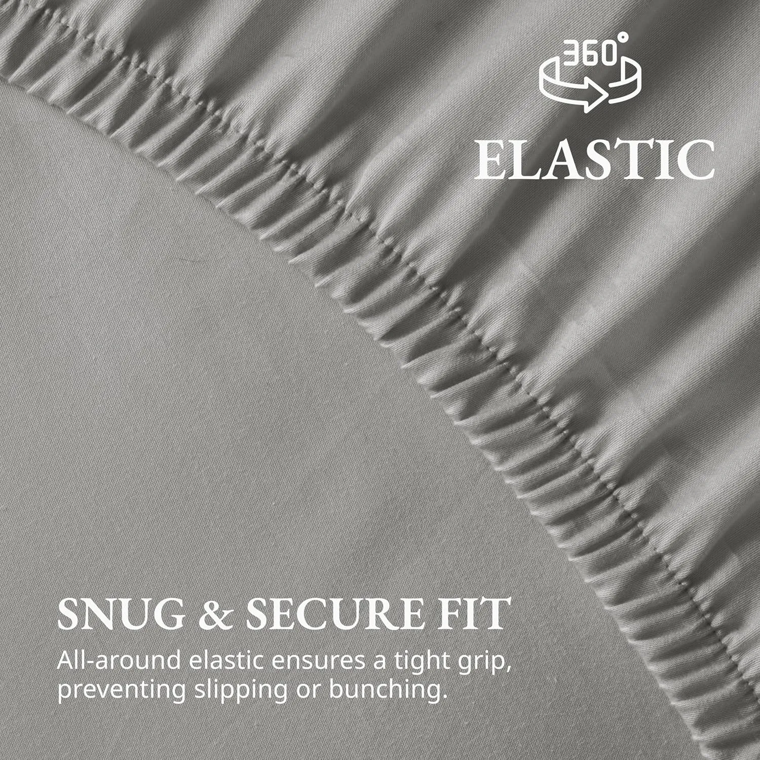 LANE LINEN King Fitted Sheet, 100% Organic Cotton, 3-Piece Set (1 Fitted Sheet,2 Pillowcases), Percale Weave, Ultra Soft, Breathable,Fits Mattress Upto 15" Deep - Silver (No Flat Sheet)