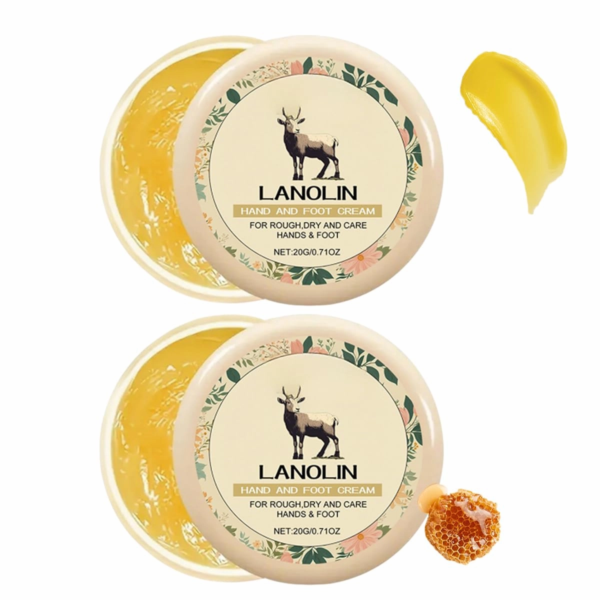 Lanolin Hand And Foot Cream, Maximum Strength Lotion For Softening And Moisturizing, Hand And Foot Moisturizer Deep Moisturizes,Callus Remover (0.7oz/Pcs (2PCS)