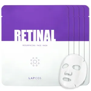 LAPCOS Retinal Resurfacing Mask - Korean Skin Care Mask w/Retinal, Hyaluronic Acid, Niacinamide & Centella Asiatica - Soothing Face Mask Spa Gifts for Women - Firming Face Mask (5 Count, 1.05 oz)