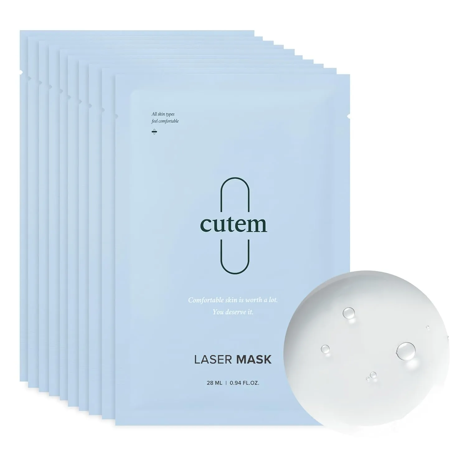 Laser Mask (Pack of 10) - Fast Soothing, Deep Hydration Facial Sheet Mask for Sensitive, All Skin Types, Korean Skin Care. Aloe Vera, Panthenol.