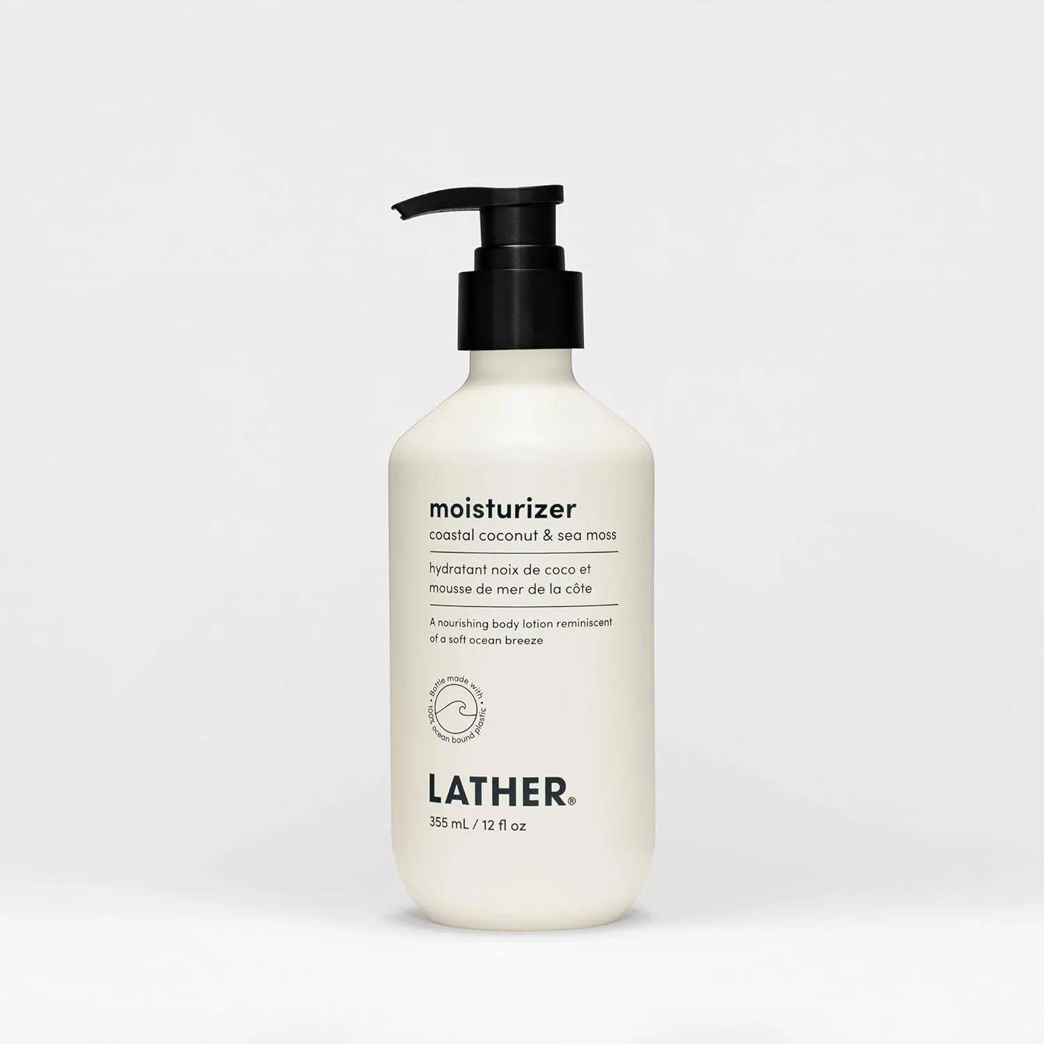 LATHER Coastal Coconut & Sea Moss Body Moisturizer | Deep Hydration & Nourishing Skin Care | Paraben & Sulfate-Free | Lightweight & Fast-Absorbing | Suitable for All Skin Types | 12 OZ