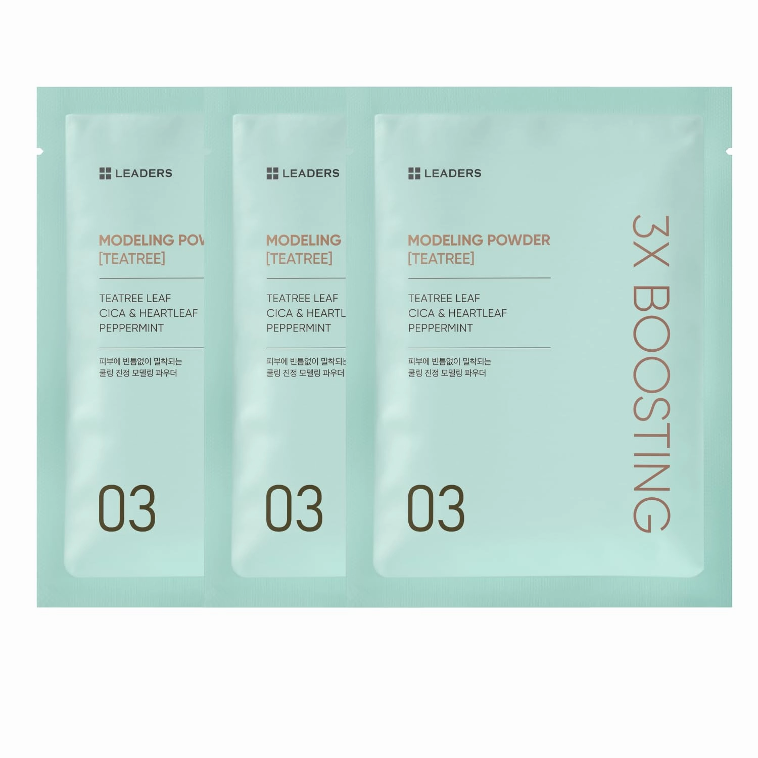 LEADERS 3X Boosting Modeling Mask | 3-Step Korean Skincare with Tea Tree Set of 3 | Soothing, Hydrating & Comforting for Irritated Heated Skin | Relieve Skin Sensitivity - 3 Pack (Teatree)