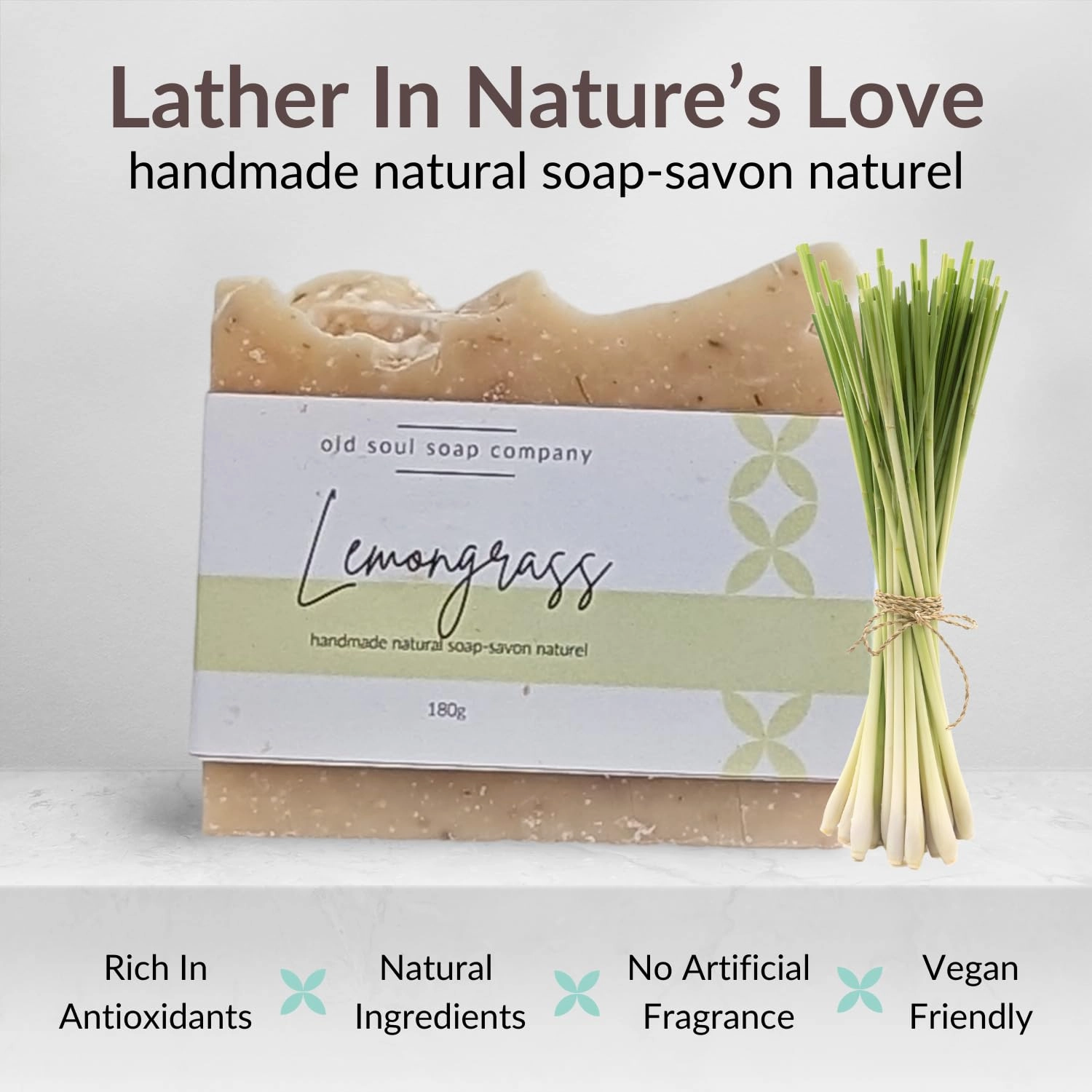 Lemongrass Soap Collection Soap Bar – Purifying, Vegan-Friendly with Lavender & Tea Tree Oil – Deep Cleansing & Nourishing for Glowing Skin – 5.8 oz Pack 4