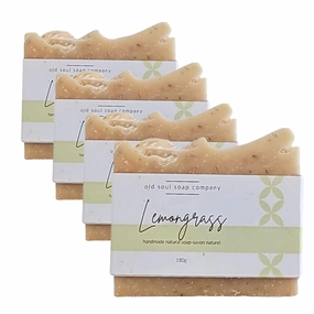 Lemongrass Soap Collection Soap Bar – Purifying, Vegan-Friendly with Lavender & Tea Tree Oil – Deep Cleansing & Nourishing for Glowing Skin – 5.8 oz Pack 4