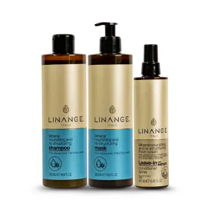 Linange Mineral Shampoo, Mask & Leave-In Home Kit | Complete Hair Repair System with Almond Protein & Natural Oils | Deep Cleanse, Restore, and Strengthen Chemically Treated or Damaged Hair