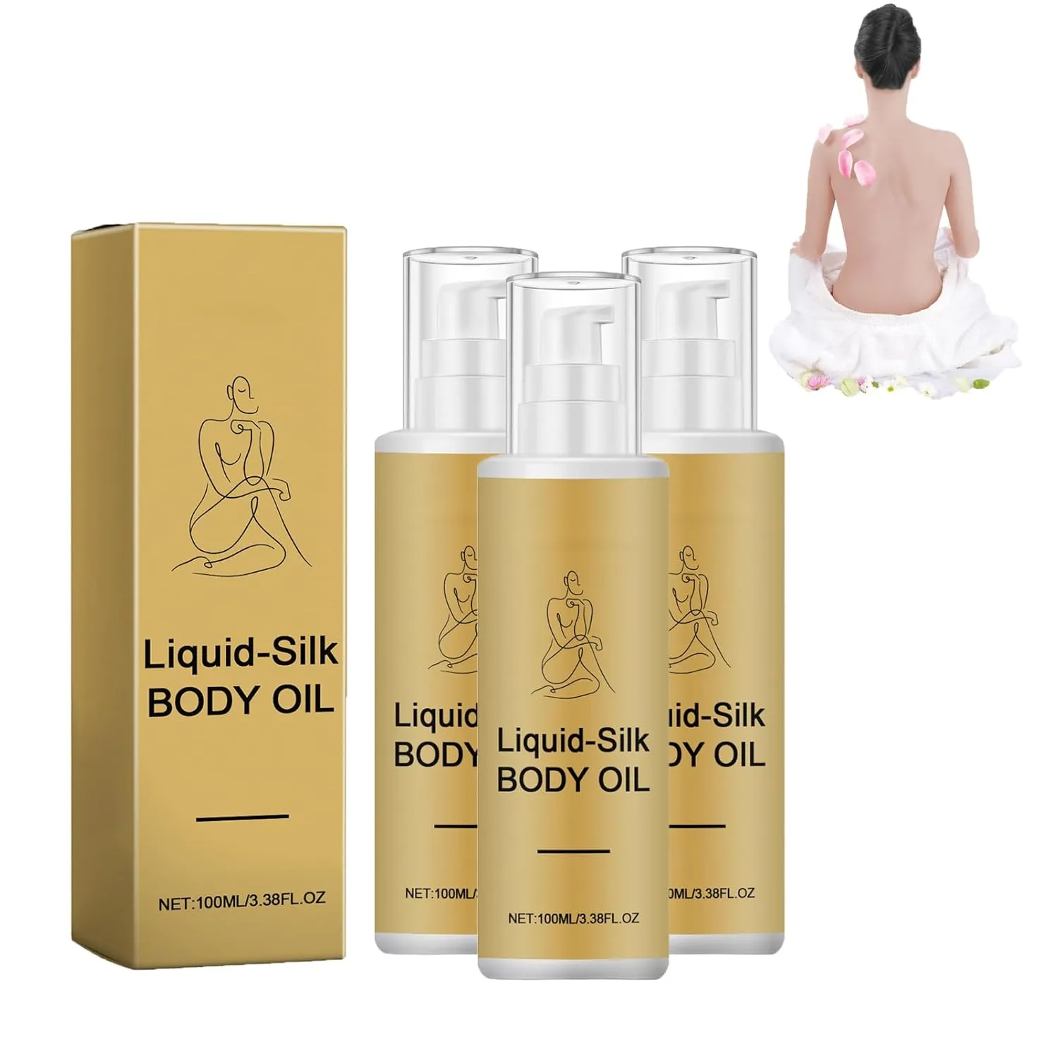 Liquid Silky Body Serum Oil, Smooth Skin Beauty Liquid Body Silk Oil, Firming Hydrating Body Oil, Reduce Fine Lines, Smooth Skin (3 PCS)