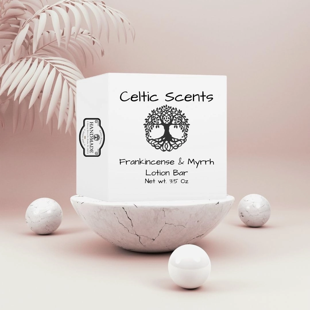 Lotion Bar 3.5 oz Handmade, Use for Massage or Daily Skin Moisturizing, Oval Shaped (Frankincense & Myrrh)