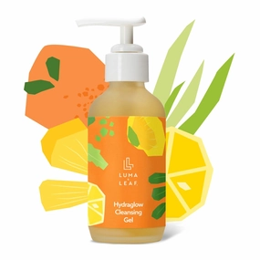 LUMA & LEAF Hydraglow Gel Face Cleanser - 3.8 fl oz Brightening Daily Cleanser Face Wash with Botanical Fruit Enzyme Blend and Hyaluronic Acid Hydration – For all Skin Types