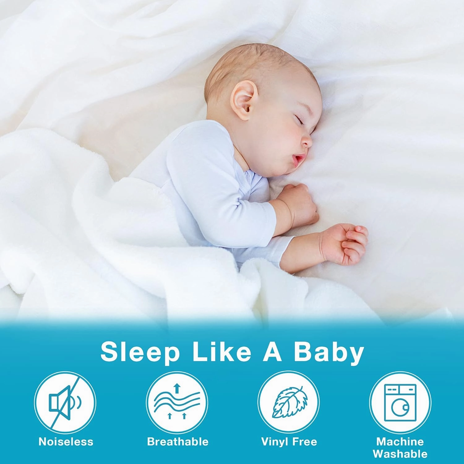 Lunsing Full Size Mattress Protector, Waterproof Breathable Noiseless Mattress Pad with Deep Pocket for 6-16 Inch Mattresses, White